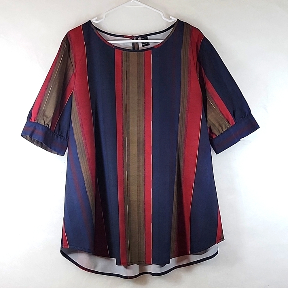 EMERY ROSE Striped Polyester Short Sleeve Top SizeXL